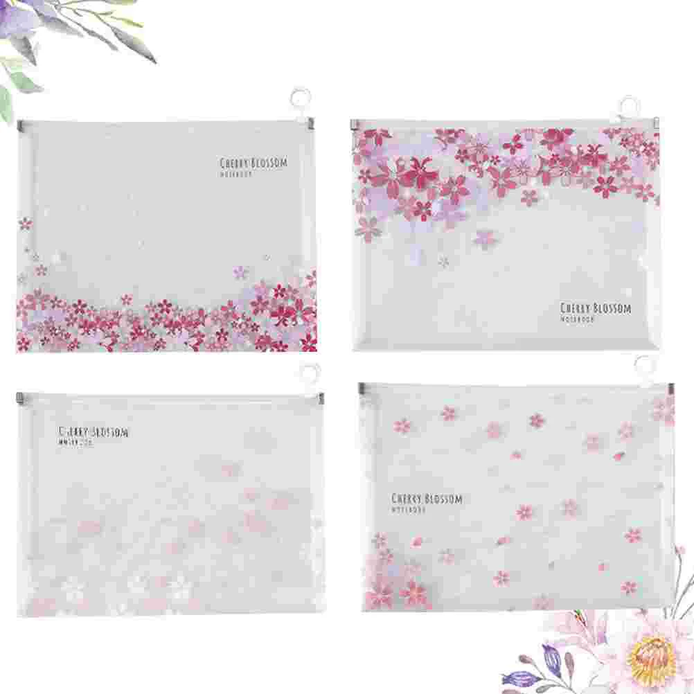 

1 Set 4Pcs Plastic Pen Pouch Transparent Waterproof Stationery Bag Document Bag Information Bag A4 Paper (Pink)
