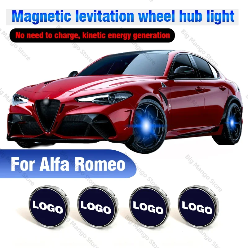 Tapas de rueda de coche con luz central, tapa de iluminación, iluminación flotante LED para Alfa Romeo 159 147 156 Giulietta 166 159