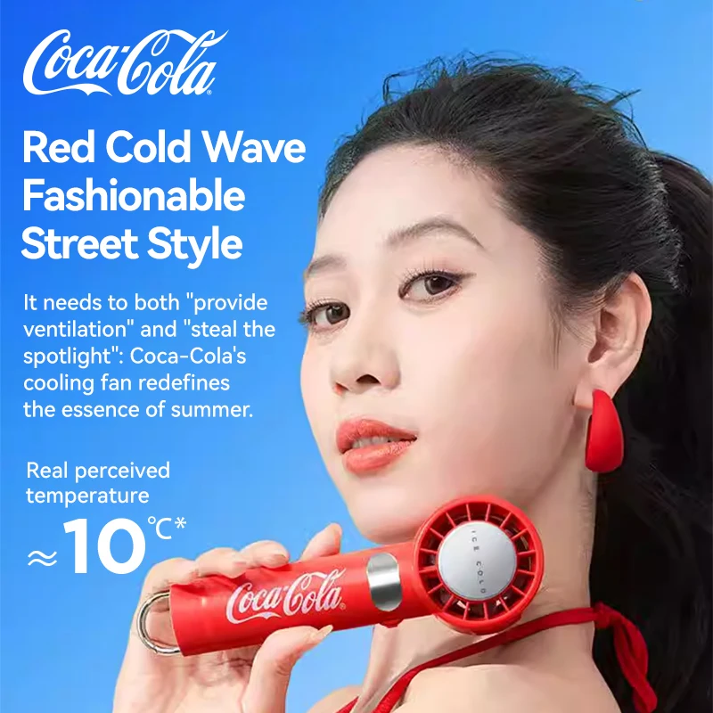 Mini Ventilador Portátil Coca Cola con Compresa de Hielo, 100 Velocidades, Batería USB Recargable de 3000mAh/5000mAh, para Viajes, Camping y Actividades al Aire Libre