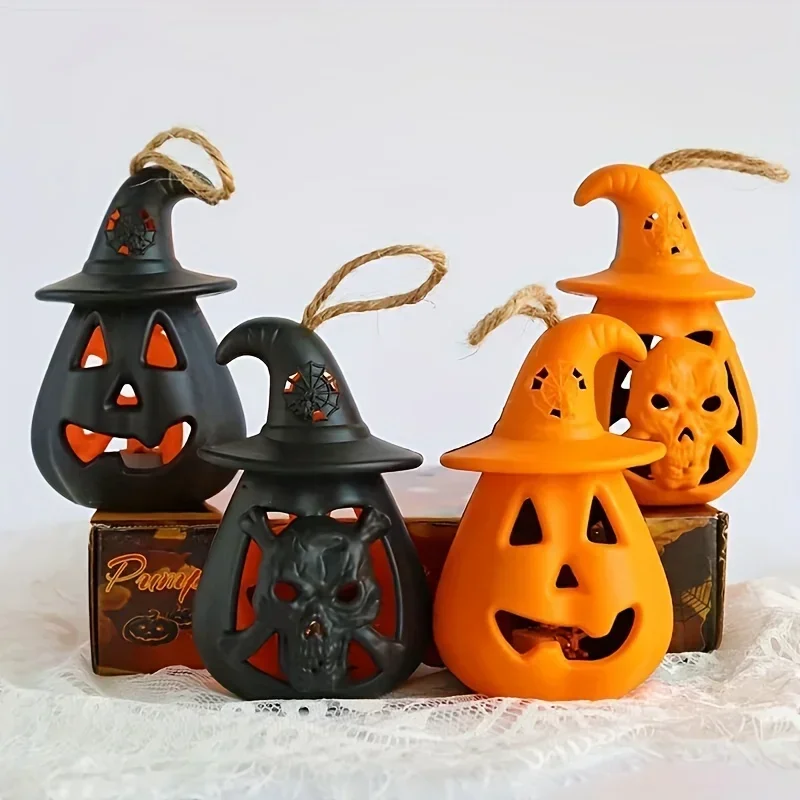 Double Side Pumpkin Skull Night Light Lamp Changing LED Nightlight Room Decor Table Desk Lamps Halloween Gifts for Kids Boys