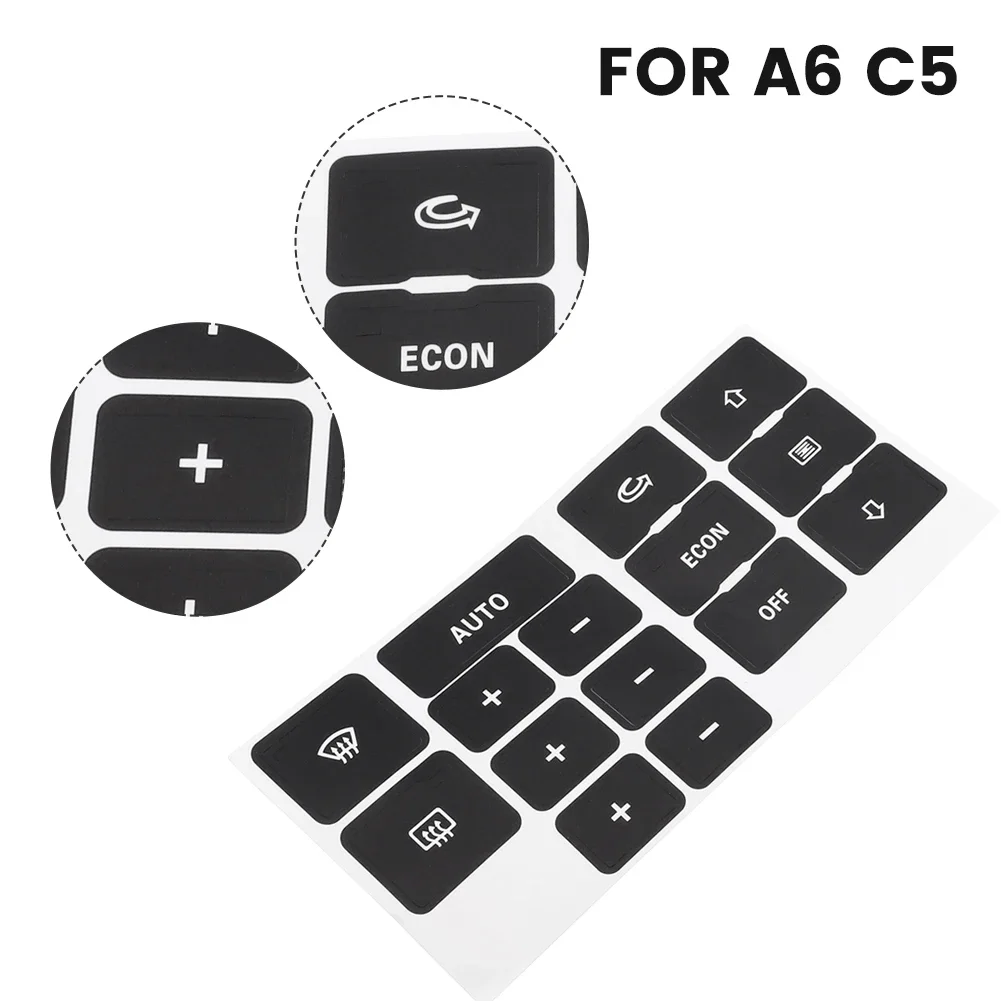 For A6 C5 A/C Dash Button Car Accessories Replacement Black Decoration Protective Cover Anti Scrath Decal Stickers