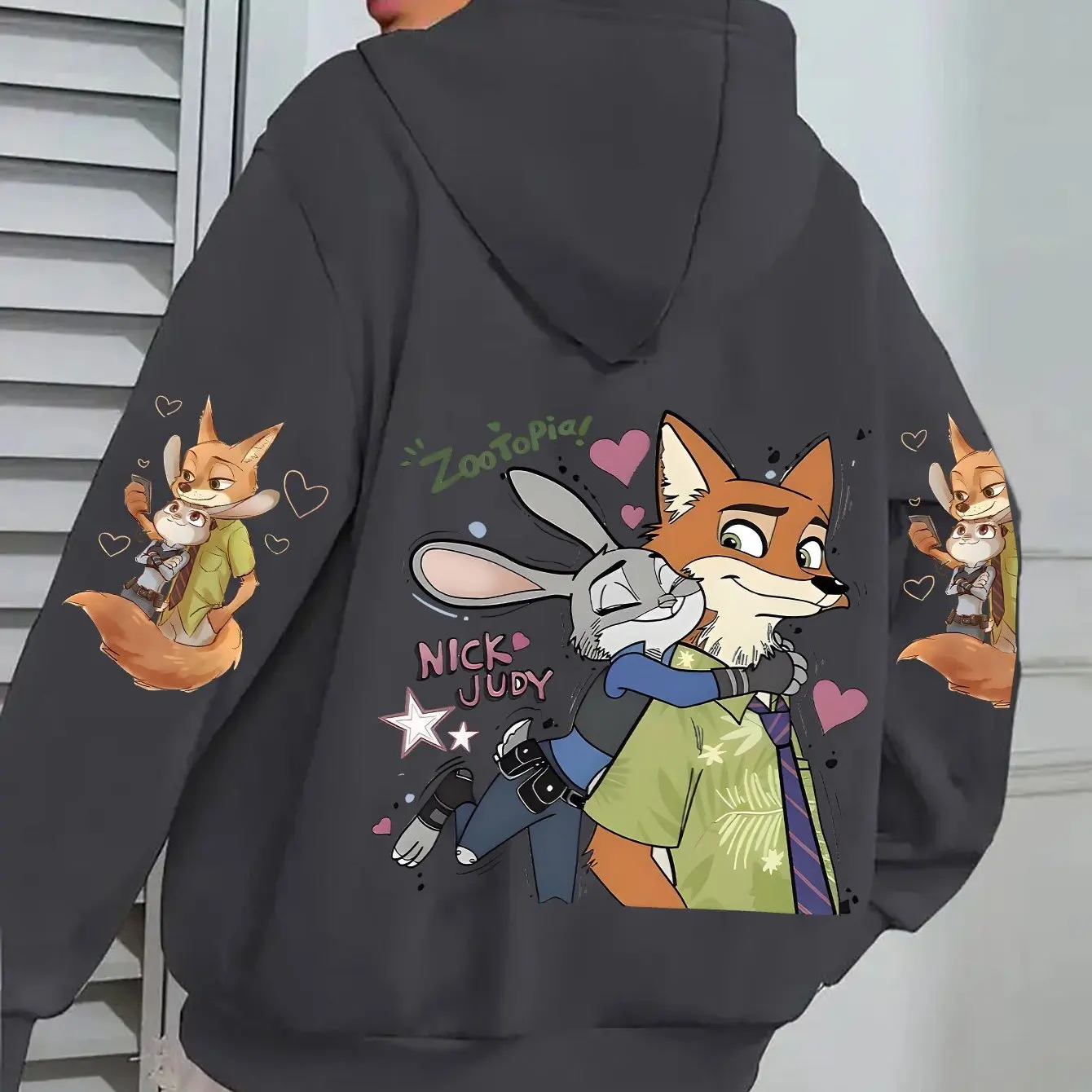 بلوفر ديزني زوتوبيا نيك وجودي كيس بلوفر نسائي، بلوفر شتوي مريح بتصميم شخصية ملابس نسائية