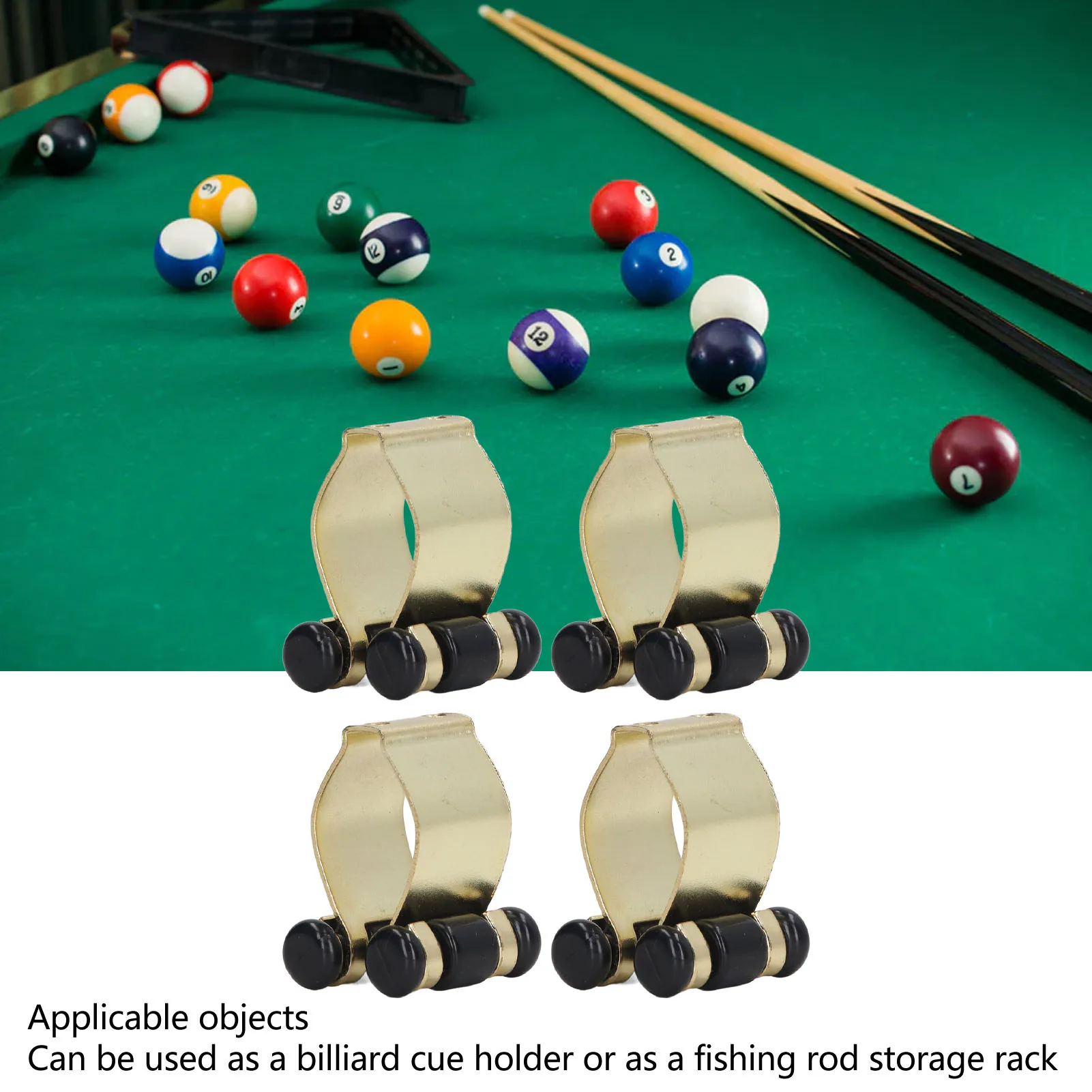 4Pcs Billiards Pool Cue Clip Wall Mount Metal Iron Billiards Stick Holder Rack For Pool Cue Fishing Rod Gold Billiards Cue Clip