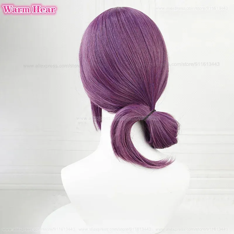 COS Reze الاصطناعية طويلة 45 سنتيمتر الأرجواني تأثيري أنيمي و المختنق مقاومة للحرارة الشعر هالوين شعر مستعار للحفلات + غطاء شعر مستعار