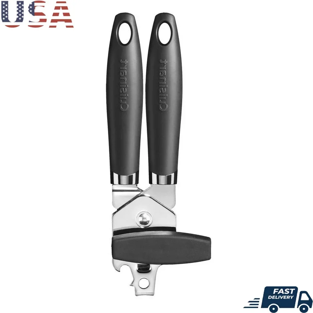 

Открывалка для консервных банок с изогнутой ручкой и встроенной открывалкой для бутылок Нескользящая мягкая ручка Можно мыть в посудомоечной машине Кухонный гаджет Лезвие из нержавеющей стали