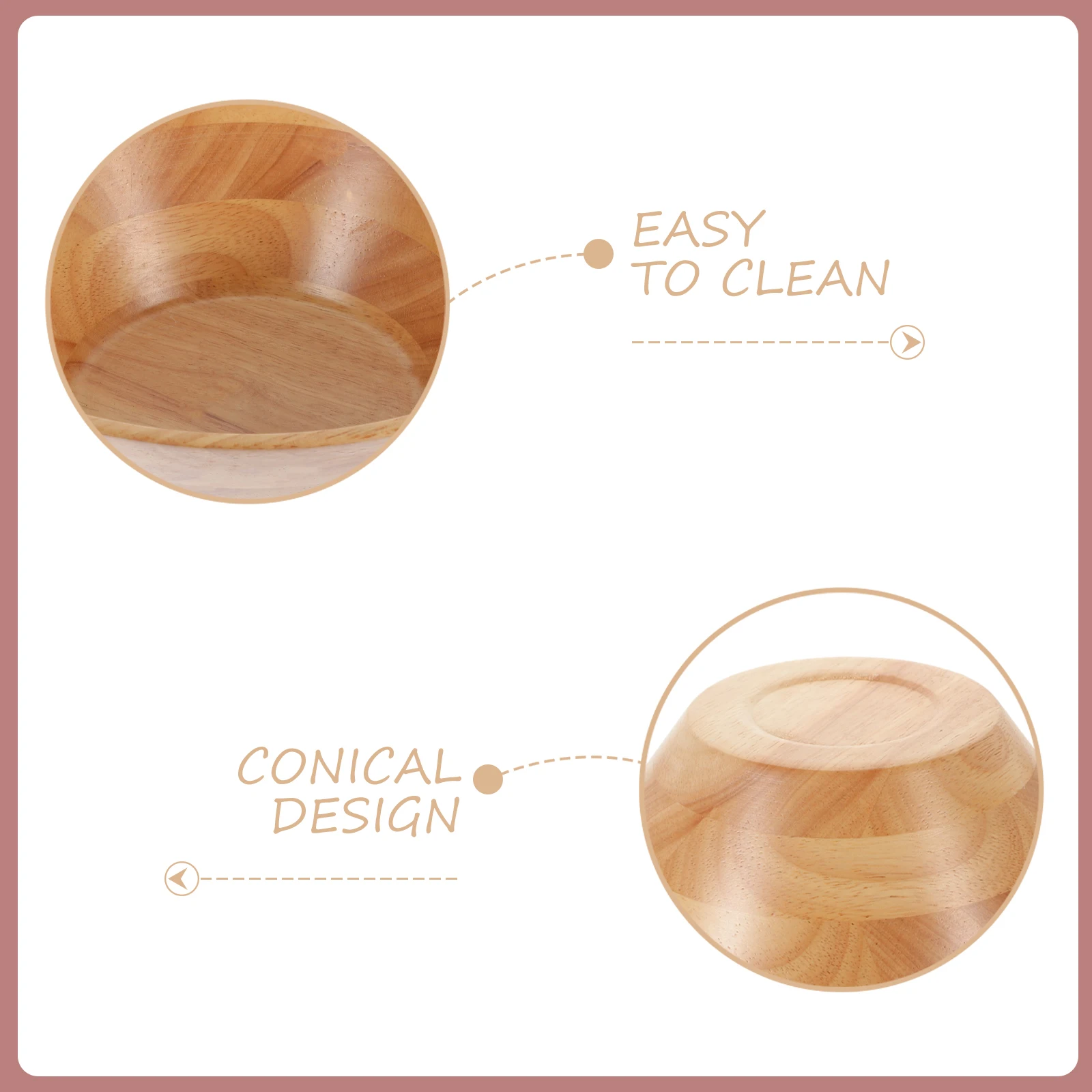 

Wooden Cone Bowl Exquisite Workmanship Heat Resistant Easy Clean Multi-Use Dinner Bowls for Salads Fruits Noodles 150ml