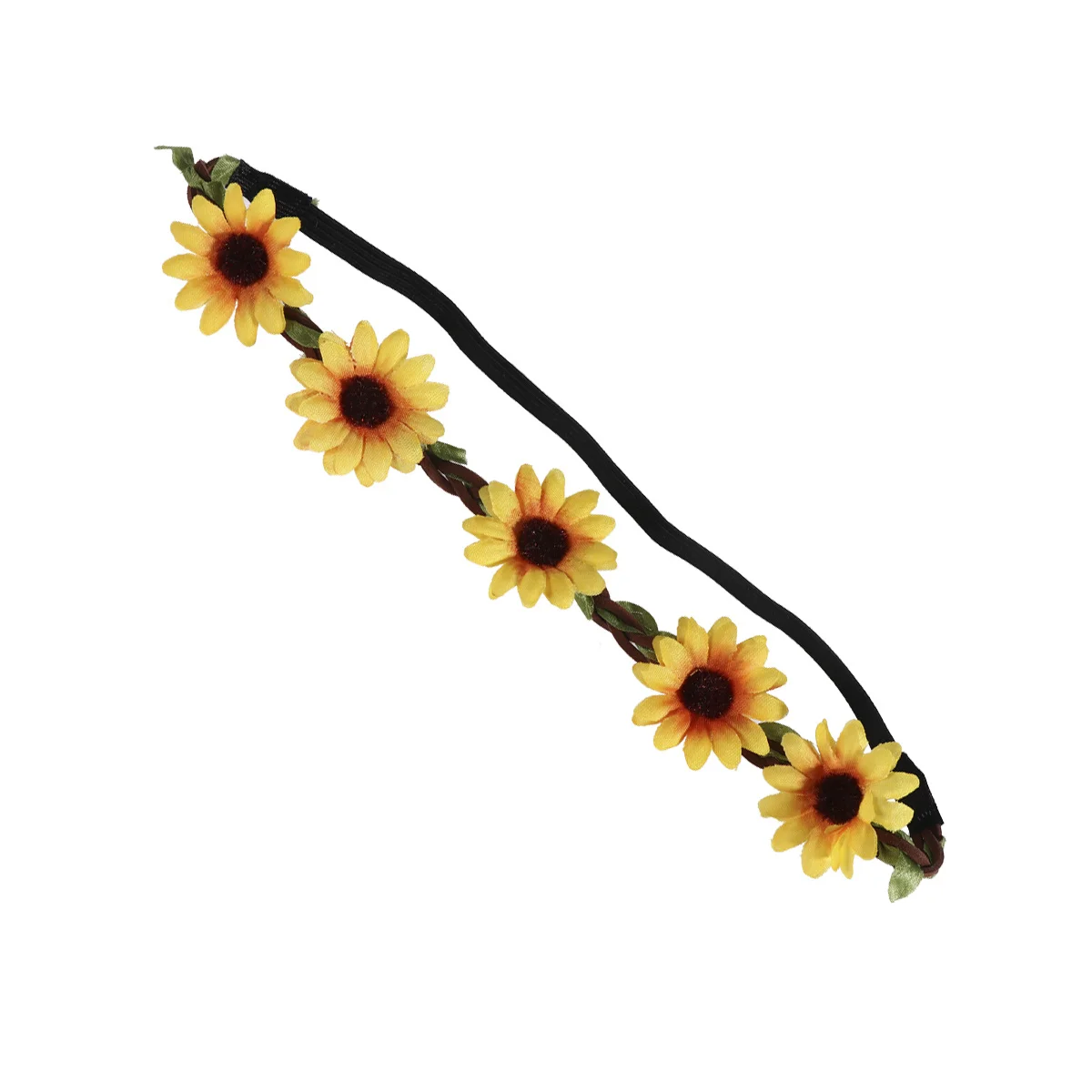 الأصفر عباد الشمس تاج رباط شعر هاواي لوا حفلة الاستوائية الشاطئ موضوع زهرة إكسسوارات الشعر إكليل زهرة عقال #1