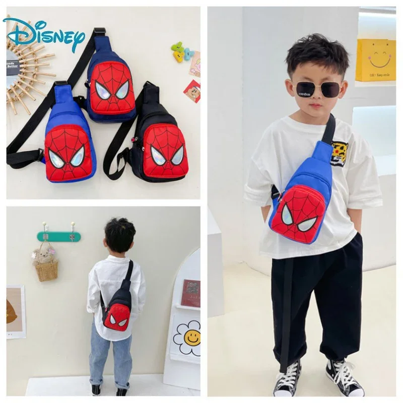 

DisneyNew Children's Shoulder Backpack Princess ElsaSpiderman Pattern Large Capacity Bag Casual Student Boys Girls Bag