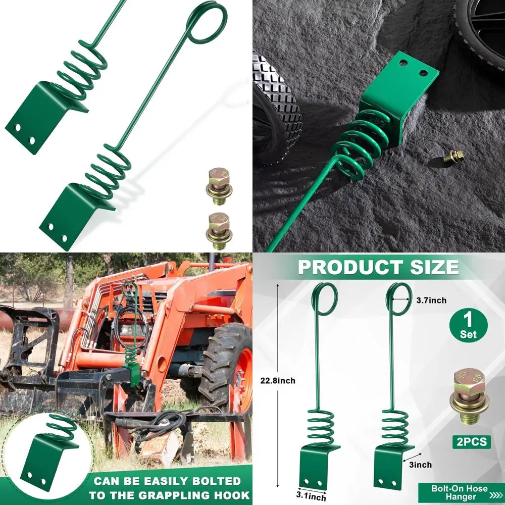 

Hydraulic Hose Hanger for Tractor, 22.8 x 3.1 Inch, Sturdy Green Material, Set Bolt Included, Agricultural Equipment Support