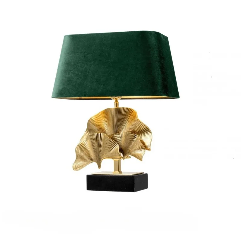 

copper apricot leaf full copper table lamp soft decoration design villa hotel model room high-end guest room copper lamp