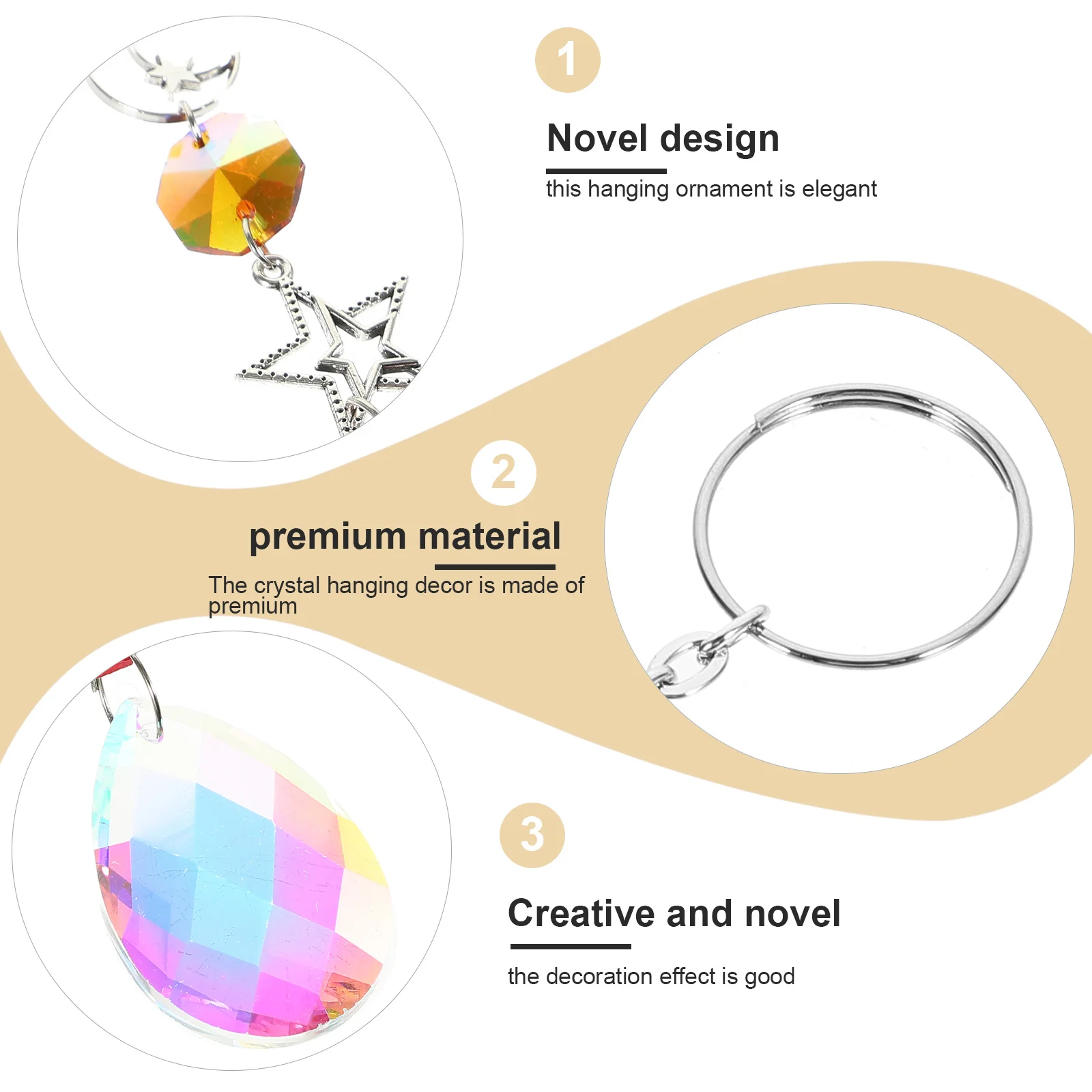 

5Pcs Crystal Prism Sun Catcher Hanging Decor Bright Shiny Design for Indoor Window Garden Attractive Gift Crystal