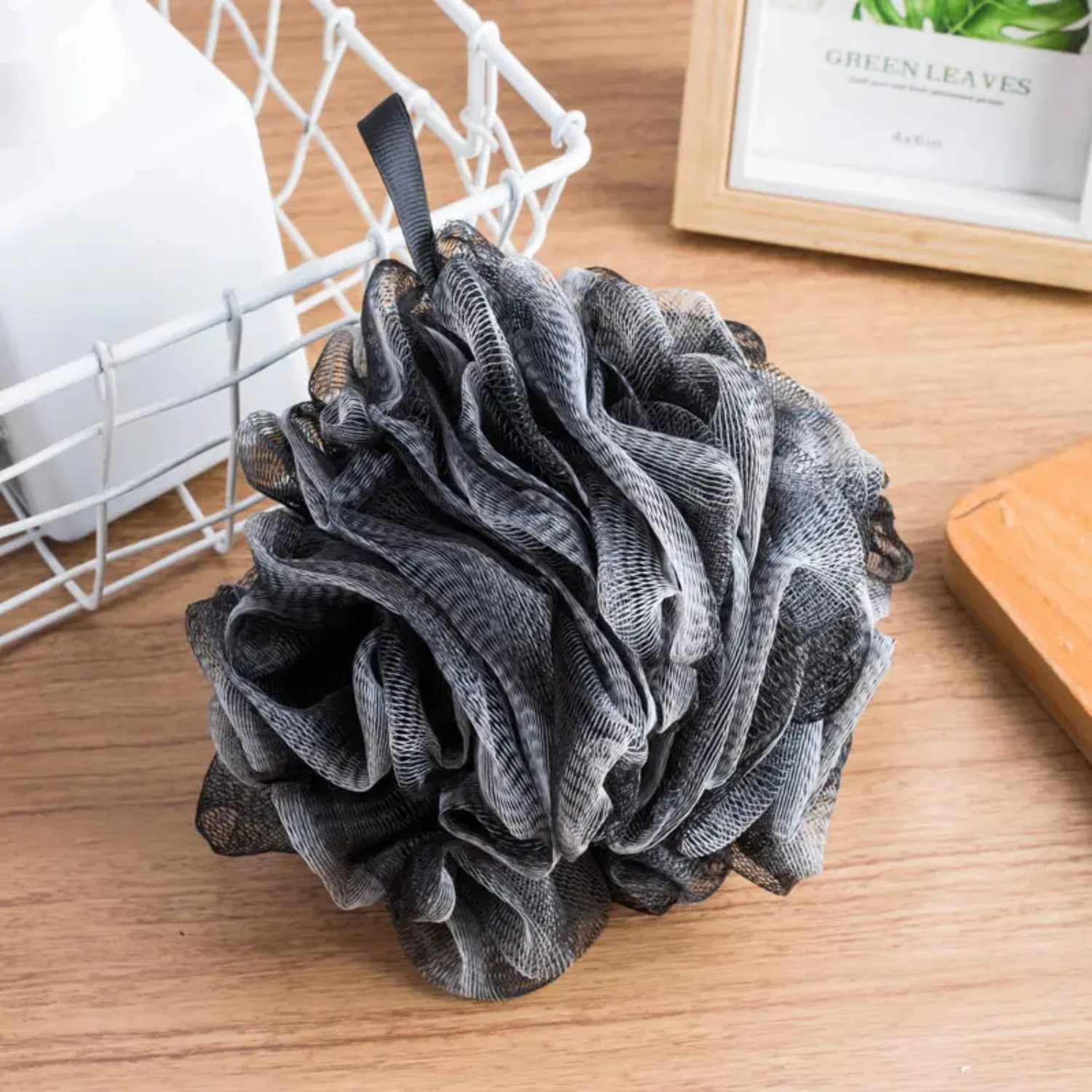 Men and Women Bamboo Charcoal Infused Exfoliating Shower Loofah Bath Sponge for Gentle Cleansing and Detoxification