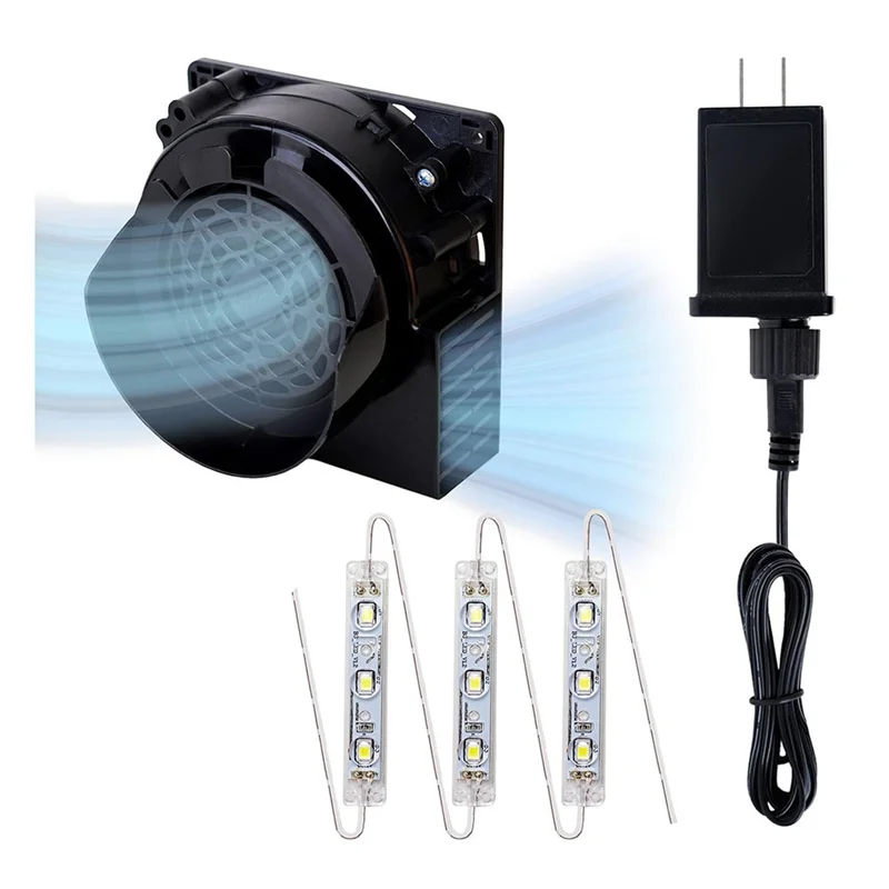 

B45C Inflatable Fan Replacement With 1.5A Air Fan Blower, Adapter& 3 LED Bulb Light Strings For Christmas- US Plug