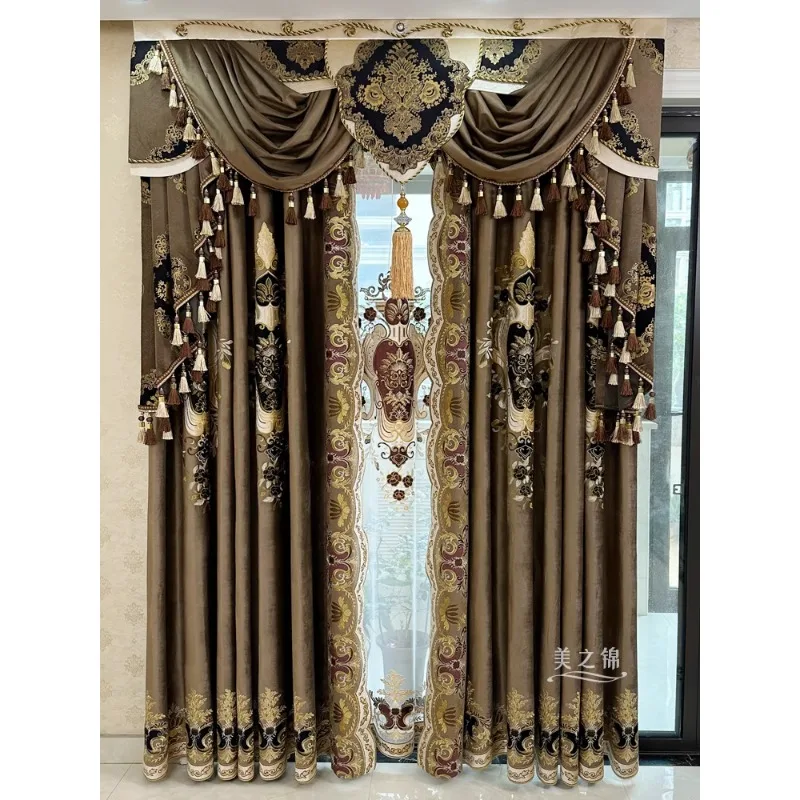 

European Embroidery LuxuryCurtains for Living Room Bedroom High-grade Blackout Velvet Curtains Customize