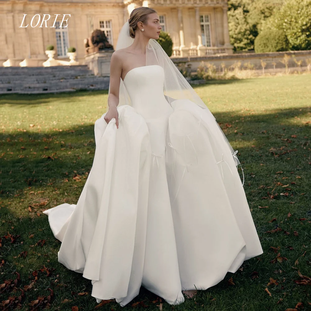 

LORIE Classical A Line Wedding Dress Simple Strapless Bridal Dresses Sleeveless Pleat Wedding Gown Customized 2026