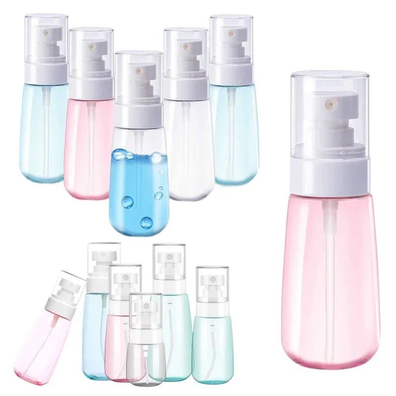 5 uds 30/60/100ml botellas de plástico recargables con pulverizador tamaño de viaje Mini contenedores de spray para el cabello de niebla fina para maquillaje de Perfume cosmético