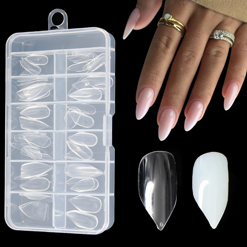 120 قطعة معجون كامل مدبب مسبقًا أطراف أظافر اضغط على وصلات أظافر وهمية طبيعية لا أثر لسرير أظافر صغير 12 مقاسًا في صندوق