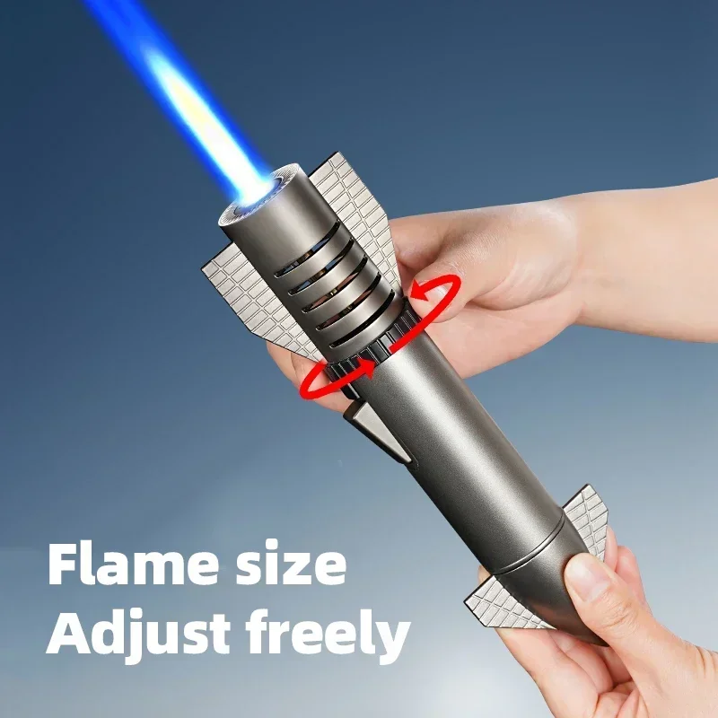 New Rocket Style Metal Gas Lighter Starship Welding Gun Blue Jet Flame 100 Power Windproof Torch Lighters Kitchen Outdoor BBQ