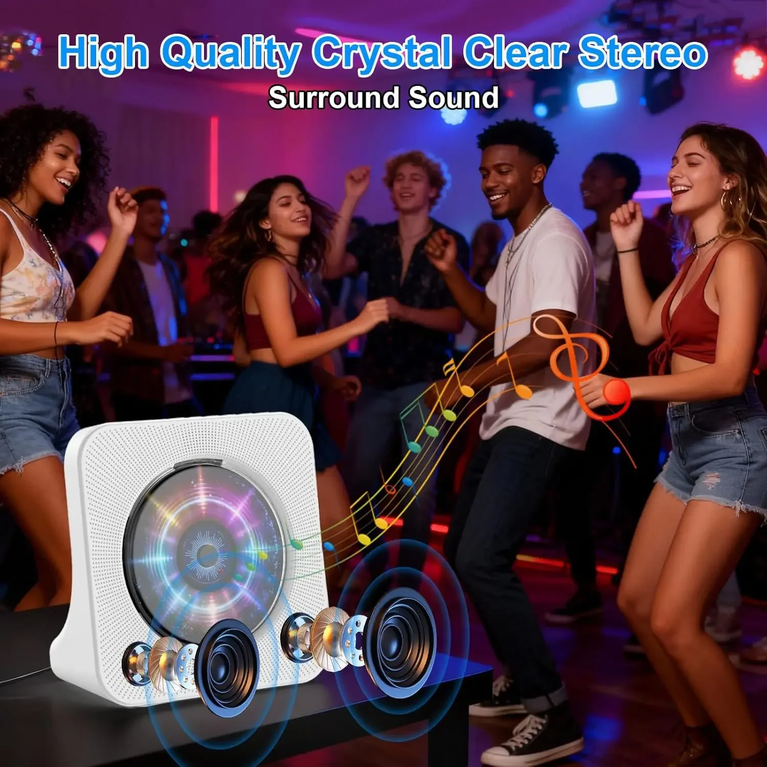 Hi-fi Speaker Bluetooth CD Player FM Radio USB-driven Music Player with Remote Controller A-B Repeater Support Headphone Jack