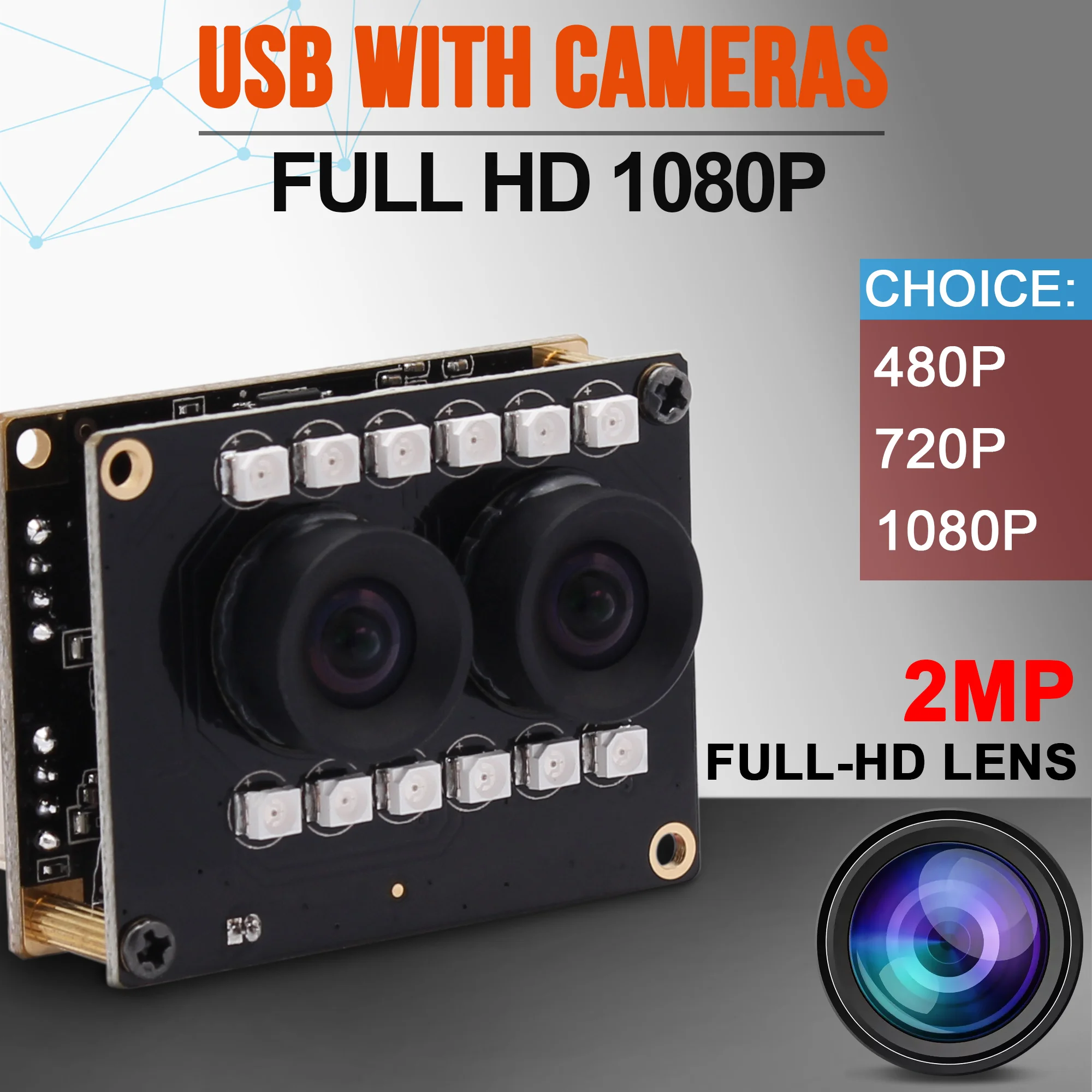 ELP Full HD 1080P WDR AR0230 Sensore CMOS Telecamera USB a doppio obiettivo con visione notturna IR LED