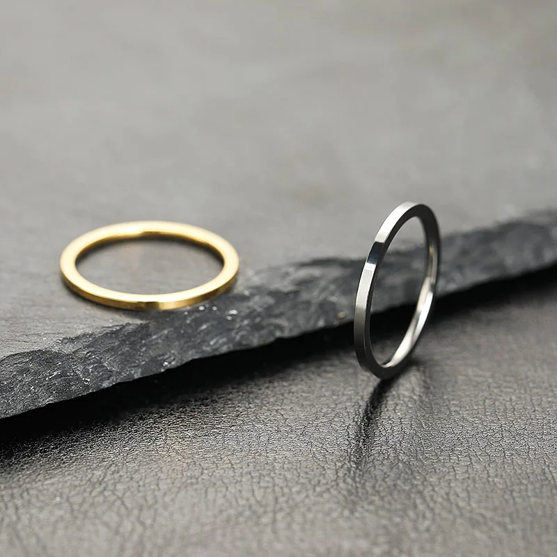 

Women Men Minimalist Thin Plain Band Ring Inner Ball Outer Flat Glossy Surface Titanium Steel Couple Finger Ring Daily Accessori