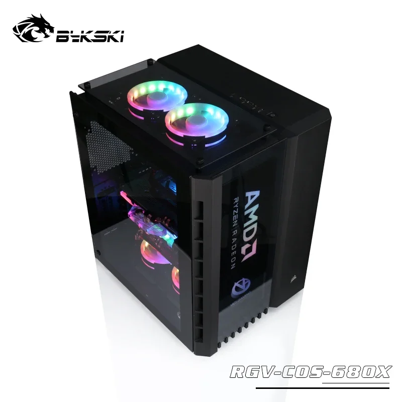 BYKSKI Acrylic Board Water Channel Solution use for CORSAIR 680X case / Kit for CPU and GPU Block / Instead reservoir