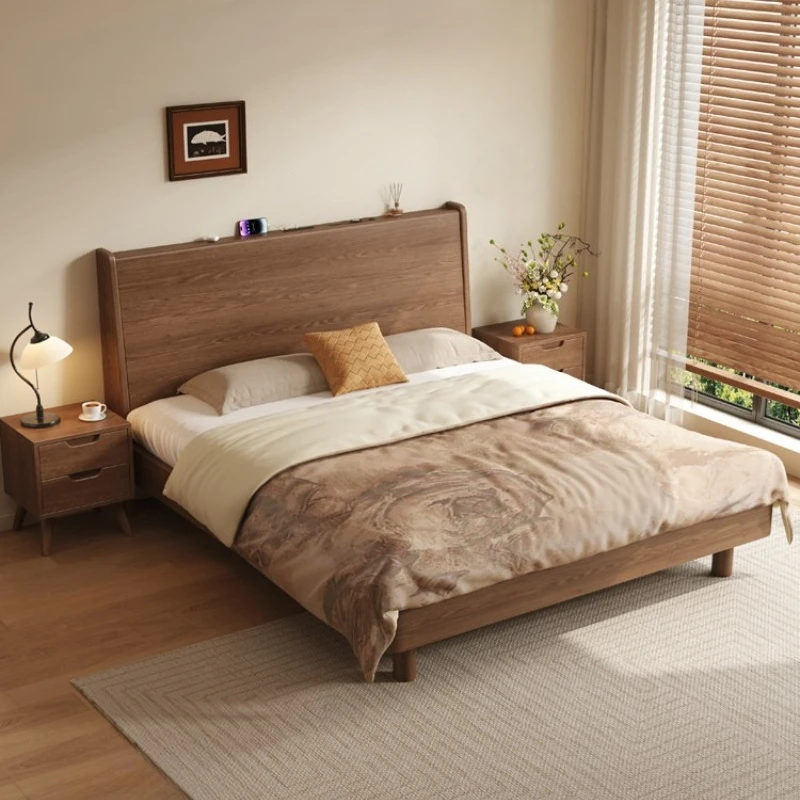 

mid-century wooden bed frame 1.8 meters simple interior double bed master bedroom base de cama matrimonial bedroom furniture