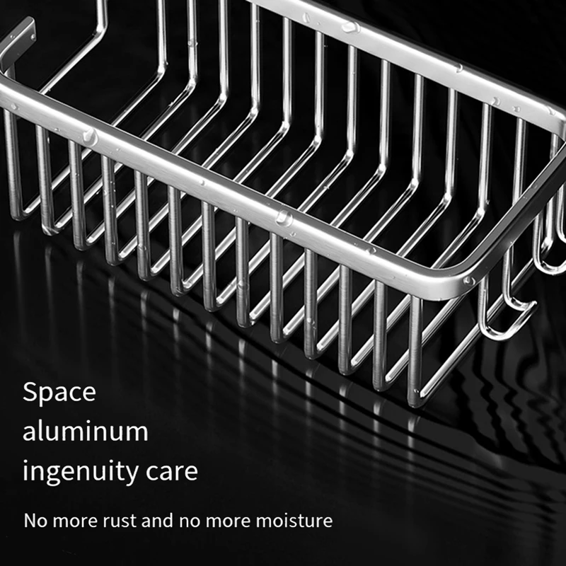 Aluminium Bathroom Shelf Without Drilling, Shower Shelf Shelves Shampoo Holder, Basket Storage Organizer Bathroom Easy To Use