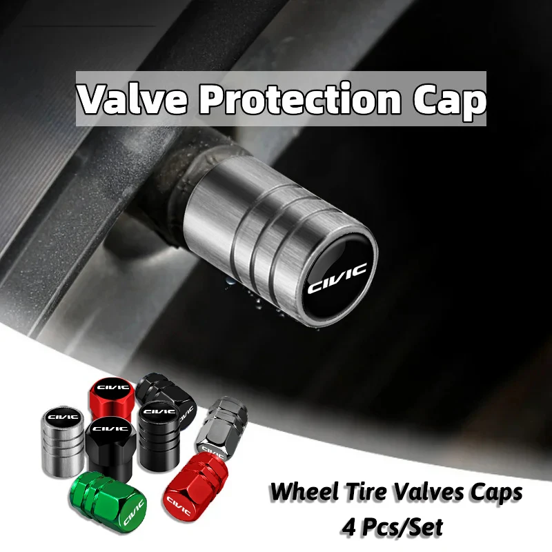 4Pcs Metal Car Wheel Tire Valves Caps Waterproof Dustproof Cover For Honda Civic Fit Accord City Vezel CR-V S660 Odyssey HR-V