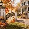 Fall Cat Garden Flag 12x18 Double Sided Burlap, Autumn Maple Leaves Holiday Fall Yard Lawn Flag Outdoor Outside Decoration f jjp