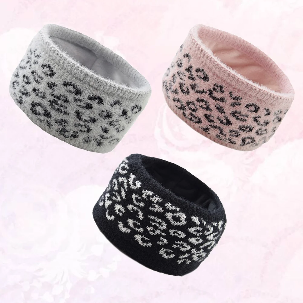 

3 Pcs Hair Band Women Headband Knitted Headwrap Face Warm Headwear Leopard Pattern Stylish