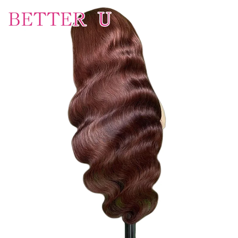 Peluca con malla Frontal marrón Chocolate ondulado, 100% cabello humano 13x4 13x6, peluca Frontal de encaje transparente, pelucas de cabello humano prearrancadas