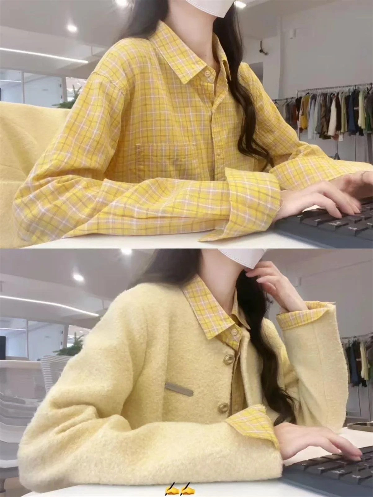 

Повседневная женская рубашка в клетку свободного кроя из хлопка с длинным рукавом, осенняя новинка AAMY2025, для девочек-подростков, модный классический узор