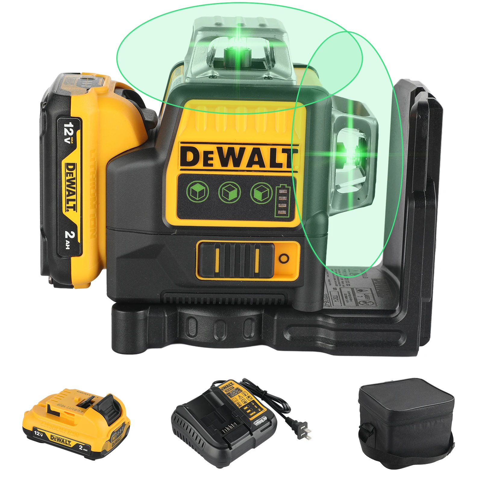 2025 Dewalt DW089LG 3 Sides*360 Degree Vertical 12 Lines Laser Level 360 Horizontal Green Light Level Meter Outdoor