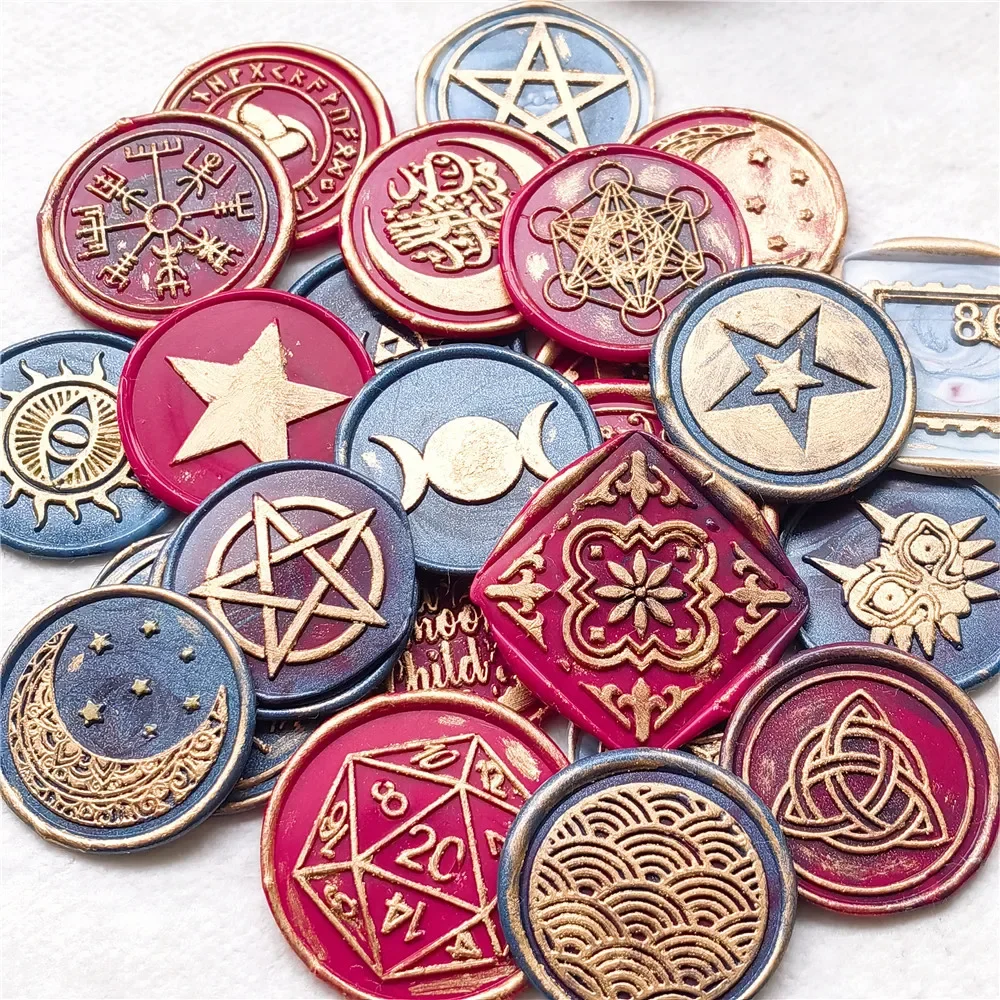 Wax Seal Stamp Head Star Moon Religion Symbol Ramadan Pentacle Pattern Design Logo Scrapbooking Decoration Stamp Brass Head