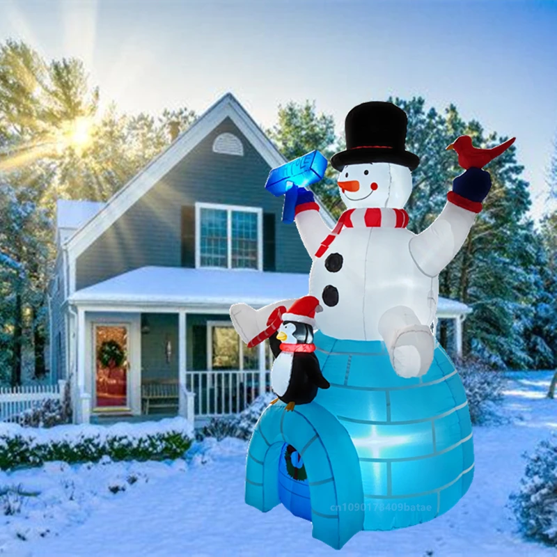 Bonhomme de neige gonflable avec lumières LED intégrées, Ecolsitting sur la maison de neige, décoration intérieure et extérieure de Noël, 1.8m