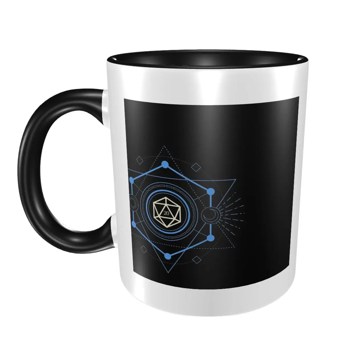 

Geometric Minimalist Blue Polyhedral D20 Dice Tabletop RPG Mug Ceramic Coffee Cups Tea Mugs Milk Cup Drinkware Gifts for Friends