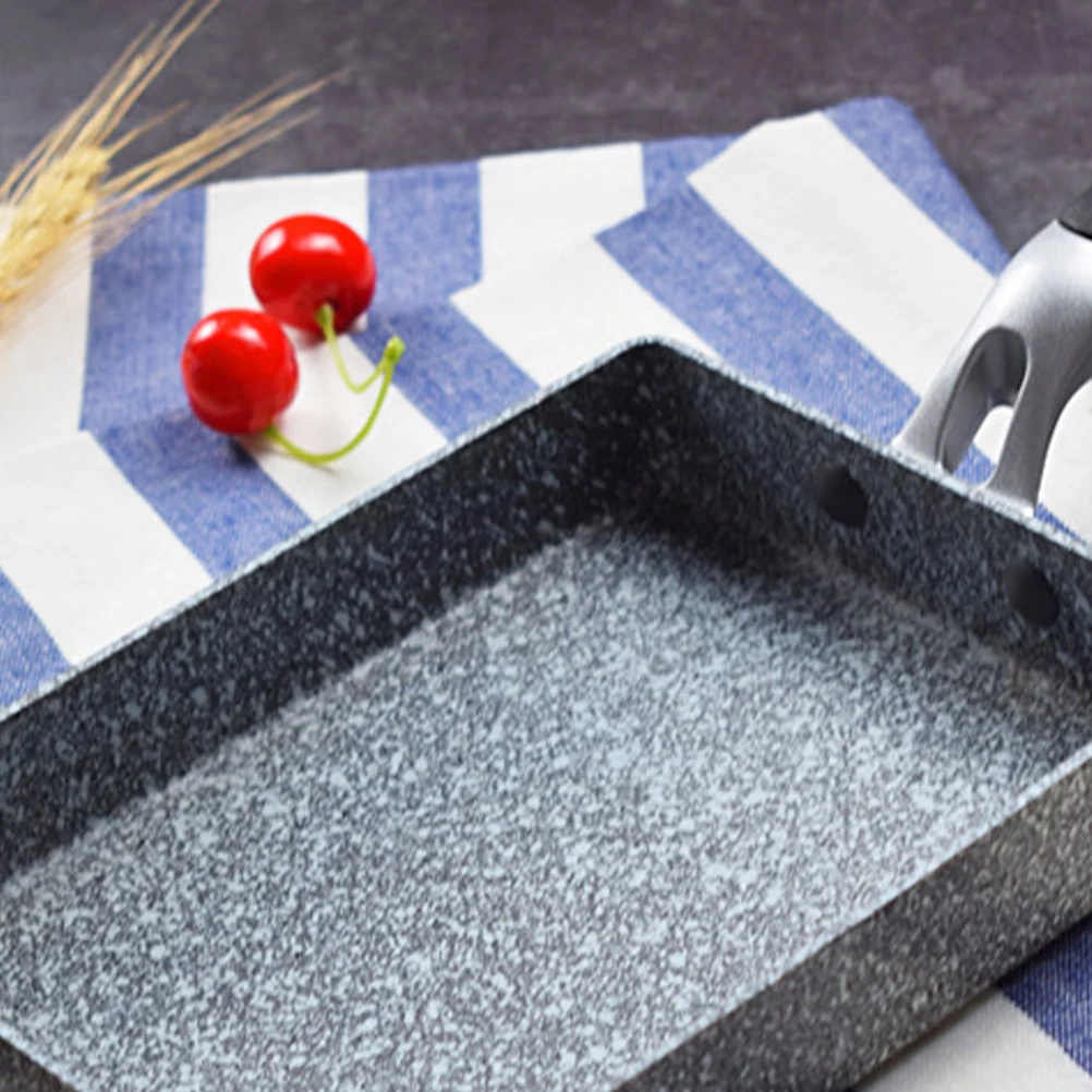 

Rectangular Omelette Pan Nonstick Coating Flat Bottom Frying Pan For Eggs Pancakes Sandwiches Kids Meals Black