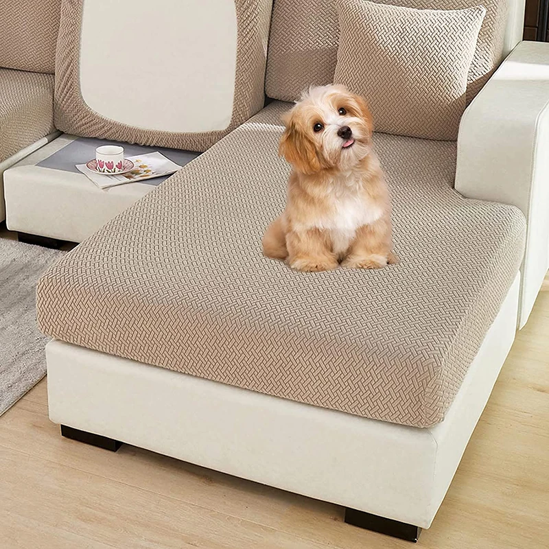 Jacquard Sofa Cushion Slipcover Protector Solid Color  Stretch Removable Sofa Seat Covers for Bedroom Office Living Room Home
