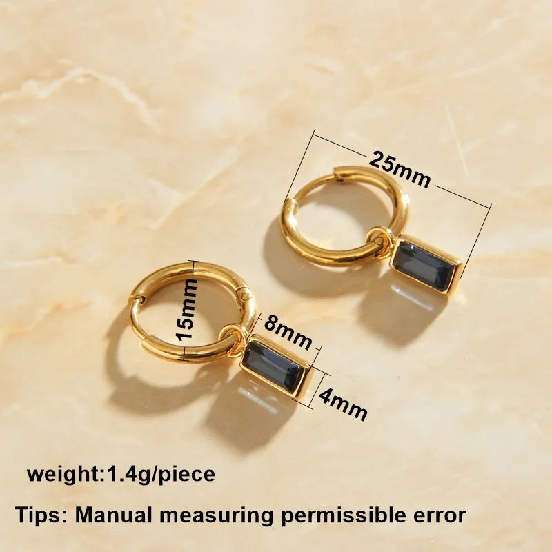 SOMMAR Hot New Fashion Gold color female earring charms Klein blue square zircon earings for women jewellery