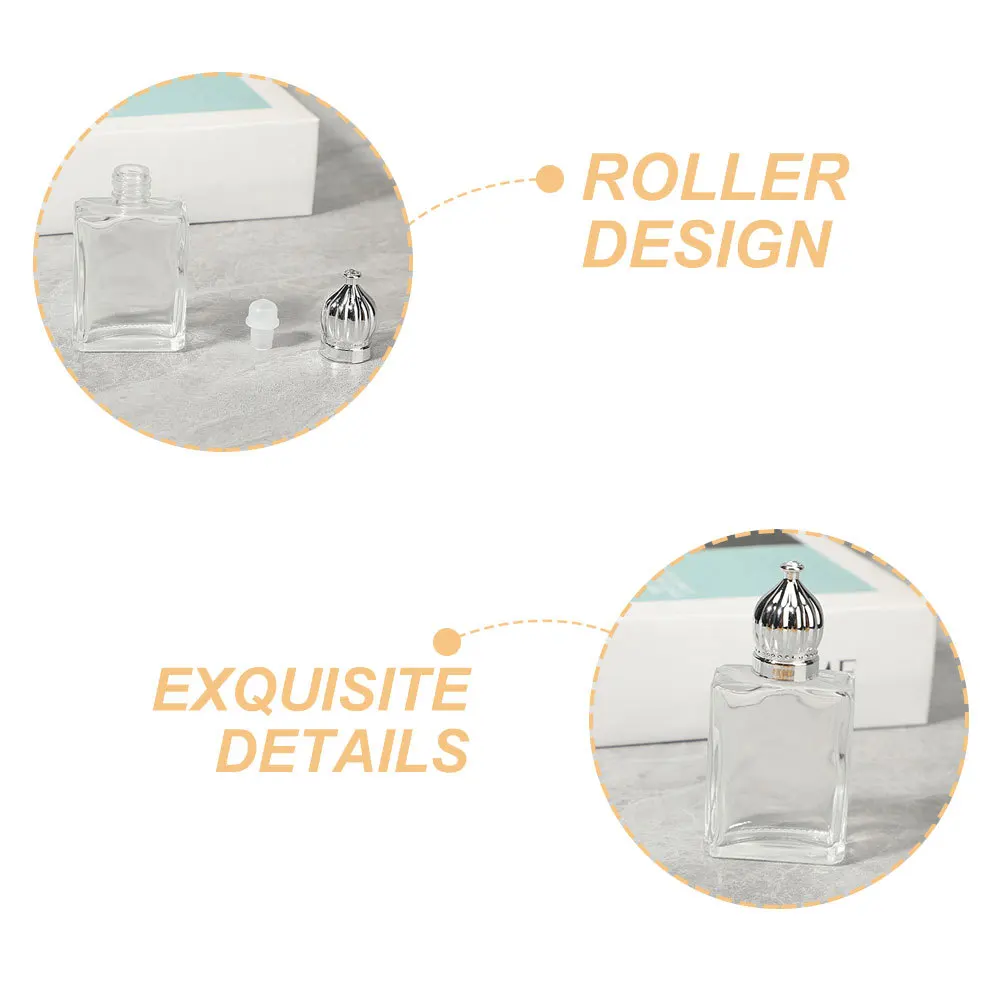 

3Pcs Perfume Bottle Roller Transparent Glass Refillable Small Roll on Bottle Essential Oil Storage Container Leak Proof
