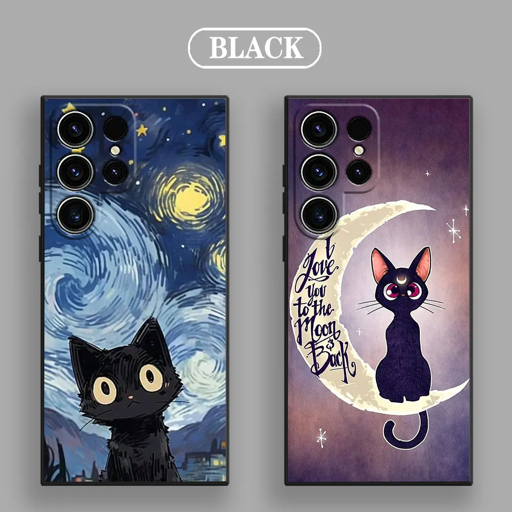 Phone Case For Samsung Galaxy S24 Ultra Cases S23 5G S21 S20 FE S22 9 S24 Plus Note 20 Ultra 10 Silicone Cover Funny Cartoon Cat