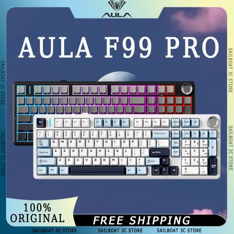 pro teclado mecanico sem fio 3 mode hot swap rgb baixo ruido longa resistencia baixa latencia personalizado escritorio jogos aula f99 01