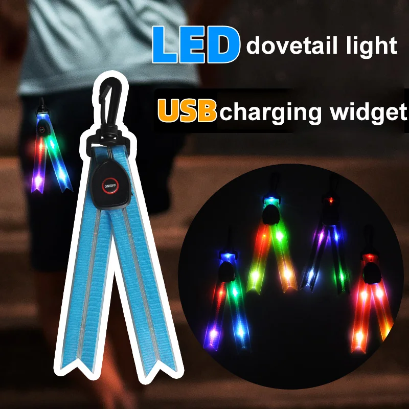 LED Luminous Backpack Warning Light Outdoor Cycling Running Night Safety Warning Signs Camping Trip Party Bag Hanging Pendants