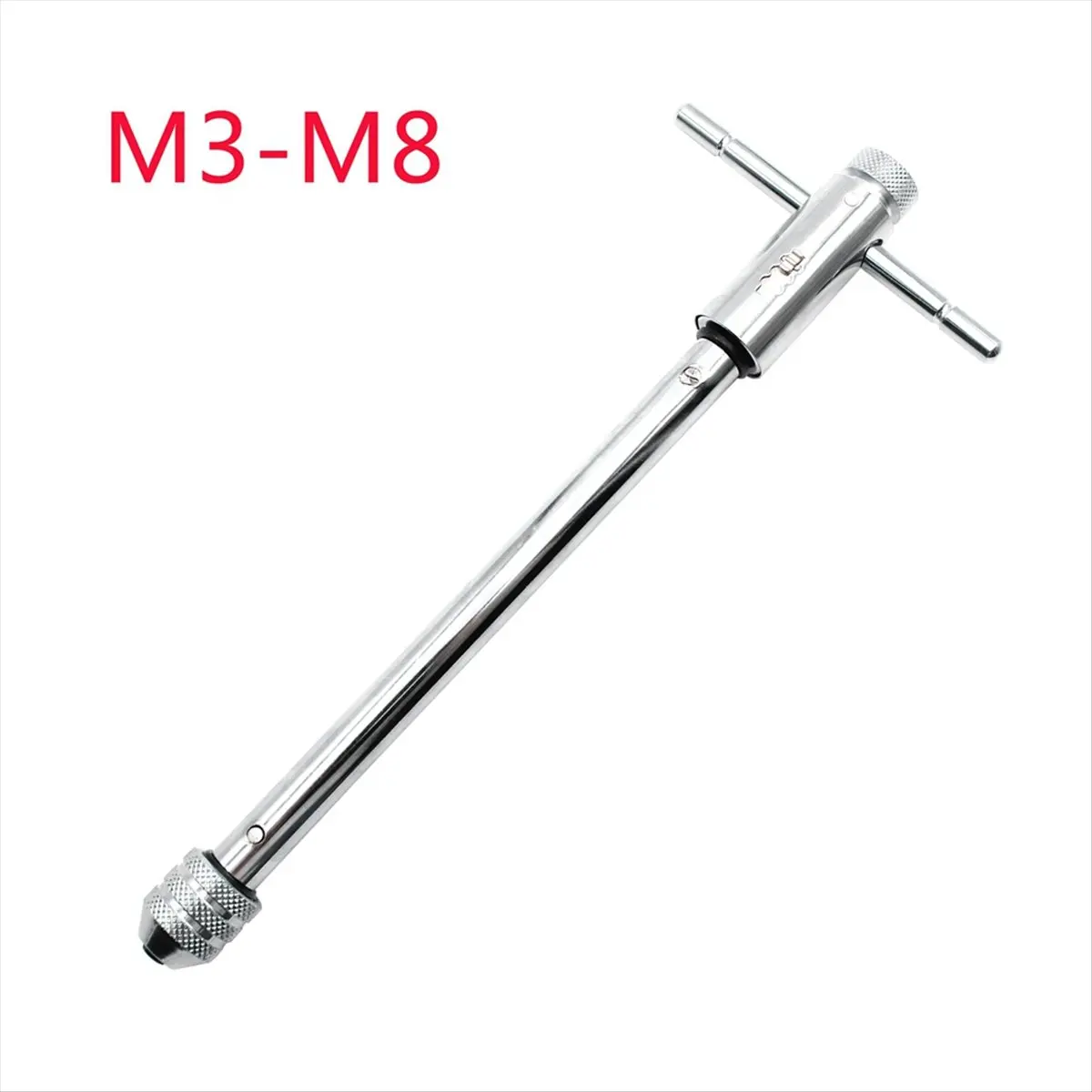 2026 B-est Long Adjustable Silver T-Handle Ratchet Tap Wrench with 5 M3-M8 3mm-8mm Thread Metric Plug Taps