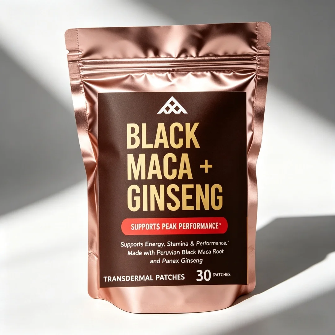 30 Parches Transdérmicos de Raíz de Maca Negra + Ginseng Panax con Raíz de Maca Negra y Ginseng Panax Coreano para Hombres y Mujeres