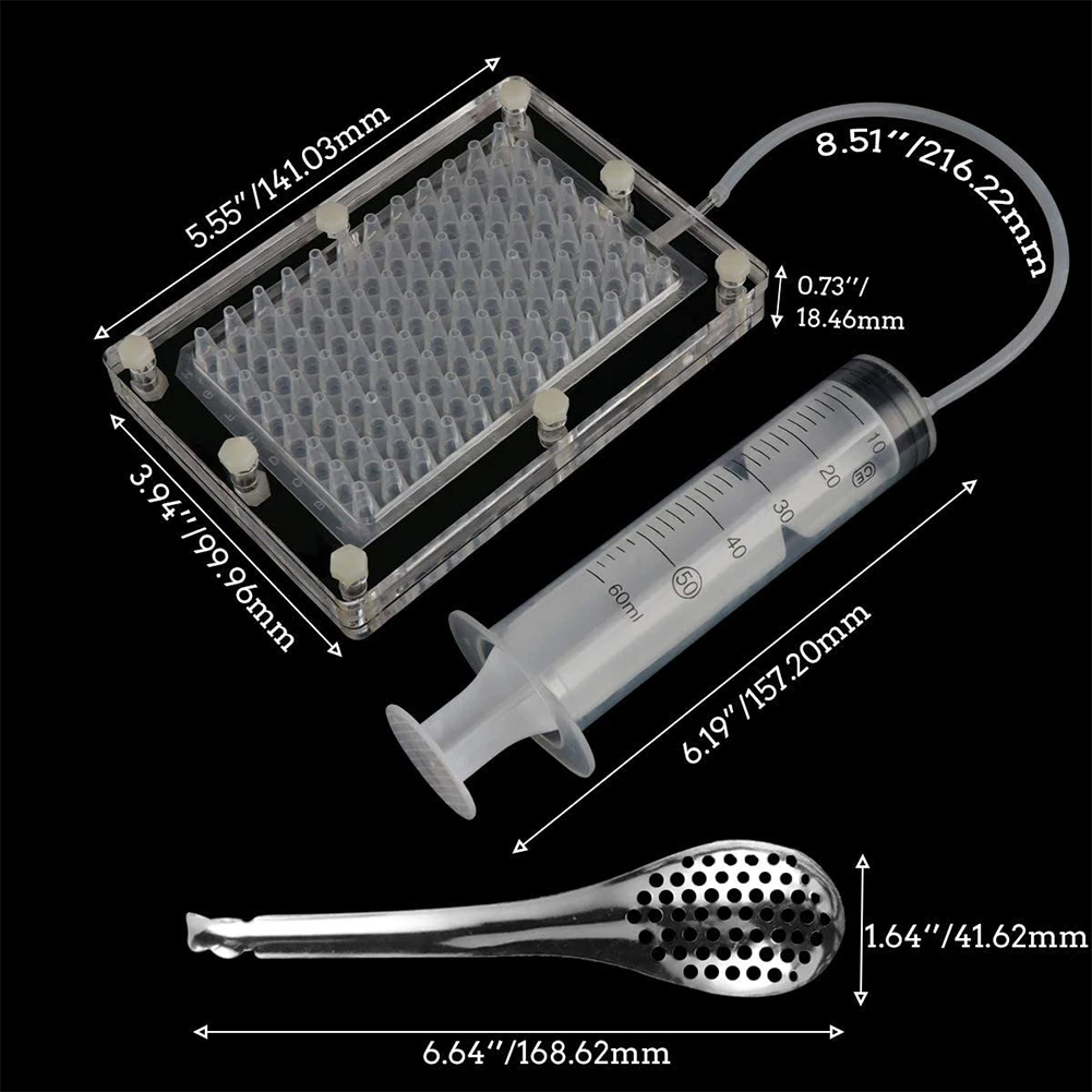 Molecular Gastronomy Maker Kit Caviar Spherification Tool 96-Hole Spherification Dropper Sauce Dispenser Strainer Supplies