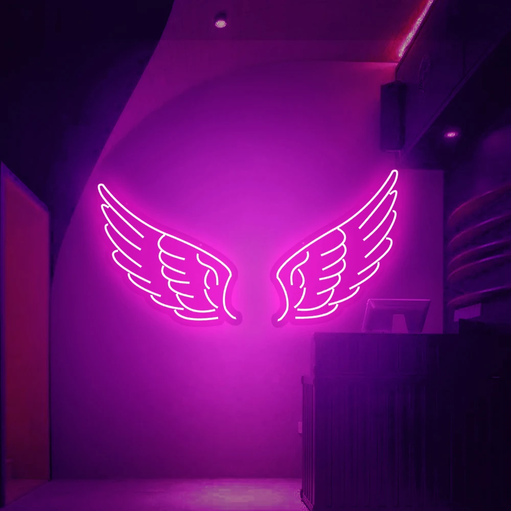 Angel Wings Led Neon Sign Model Props Glowing Acrylic Wall Art Light Decoration Home Party Artwork Wedding Night Light Birthday