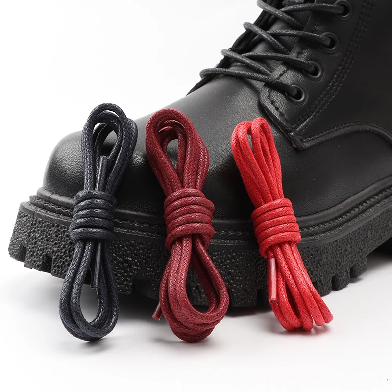 Cordones de algodón encerado para zapatos, Cordones redondos Oxford para botas, cuero impermeable, 60/80/100/120/140/180cm de longitud, 1 par