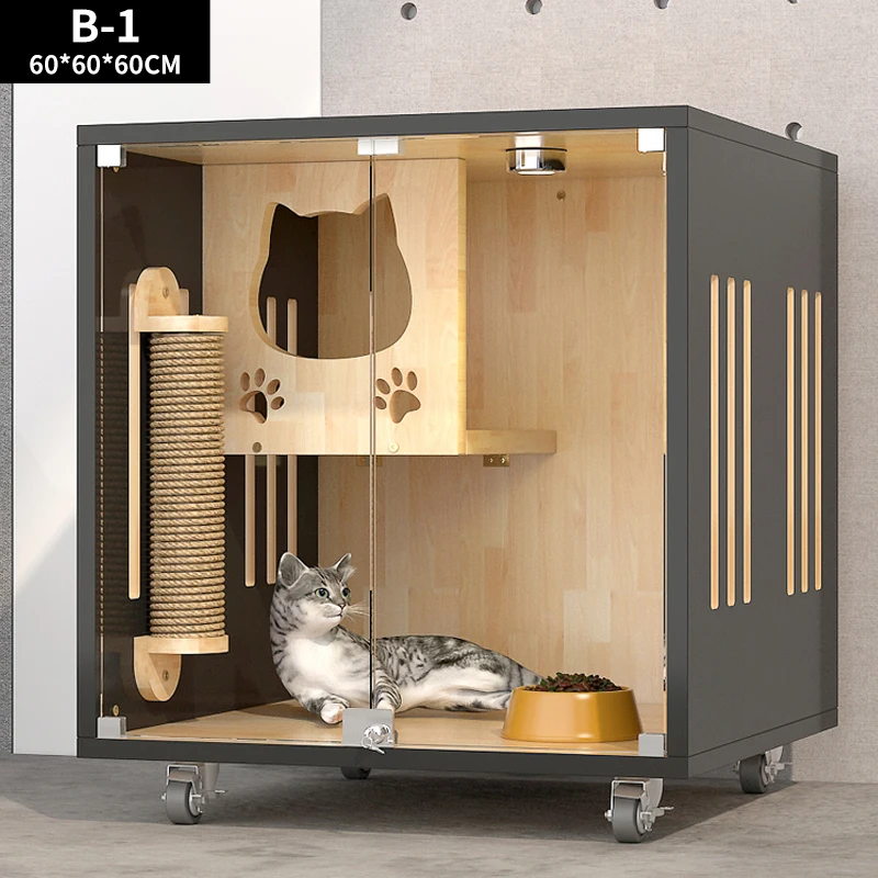 

Cat Villa Solid Wood Large Cattery Wooden Larger Home Breeding Large Space Cat Cabinet Solid Wood Luxury Cat House